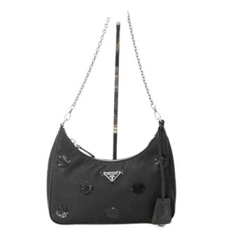 Prada Pre-owned Shoulder Bags, female, Black, Size: ONE SIZE Pre-owned Vintage Nylon Shoulder Bag