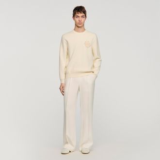 Sandro Crochet flower knit sweatshirt