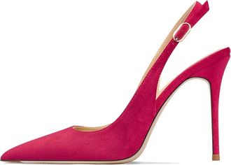 Generic Womens Patent Leather Slingback Stiletto Heels Pointed Toe Adjustable Buckle Strap High Heel Dress Shoes Classic Elegant Pumps for Formal Dinner & Wed