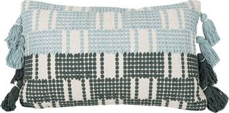 Foreside Home And Garden Hand Woven Tasseled Lumbar Pillow Turquoise Cotton With Polyester Fill in Blue at Nordstrom, Size Medium