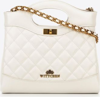 Wittchen Mini gewatteerde leren damestas met ketting, cr&egrave;me, natuurlijk leer