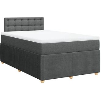 vidaXL Cama Box Spring Con Colch&oacute;n Tela Gris Oscuro 120x190 Cm Vidaxl
