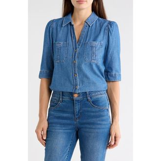 Democracy Denim Button-Up Shirt in Mid Blue at Nordstrom Rack, Size X-Small