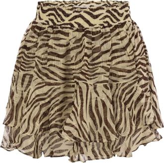 MC2 Saint Barth Eivissa zebra-print ruffled mini skirt - Neutrals