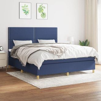 vidaXL Vidaxl - Cama Box Spring Con Colch&oacute;n Tela Azul 180x200 Cm