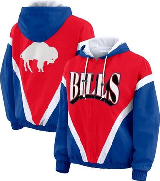 WEAR by Erin Andrews Womens WEAR by Erin Andrews Red/Royal Buffalo Bills Retro Crinkle Full-Zip Hoodie Windbreaker at Nordstrom, Size Xx-Large