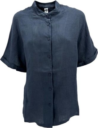 Bomboogie Koreaans Linnen Overhemd - Dames - Overhemden - Blauw - M - Linnen - Overhemden