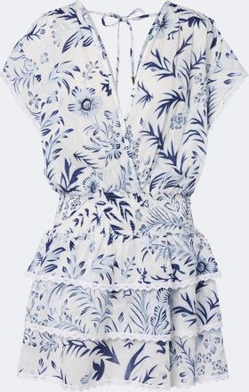Melissa Odabash Jess floral crochet-trimmed tiered minidress
