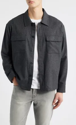 Frame Denim Wool Blend Overshirt in Grey Melange at Nordstrom, Size X-Large