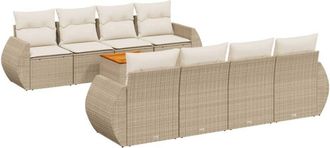 vidaXL Set De Sof&aacute;s De Jard&iacute;n 9 Pzas Con Cojines Rat&aacute;n Sint&eacute;tico Beige Vidaxl