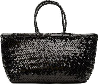 Dragon Diffusion Handgeweven leren mandtas in zwart - Dames - Shoppers - Zwart - ONE Size - Leer - Tassen