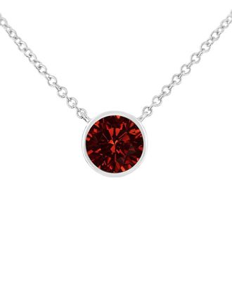 House of Brilliance Haus Of Brilliance Colorful Gemstones Silver 0.24 Ct. Tw. Lab-Grown Ruby Pendant Necklace