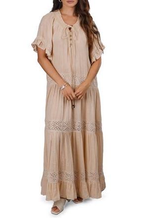 Saachi Tiered Cotton Maxi Dress in Taupe at Nordstrom Rack