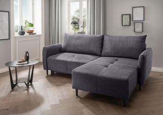 Inosign Ecksofa »Mara, L-Form, aktueller Cord Bezug und tolle Farben, schmale Armlehnen« whlw. mit Bettfunktion,Recamiere links/rechts montierbar, Breite 238c