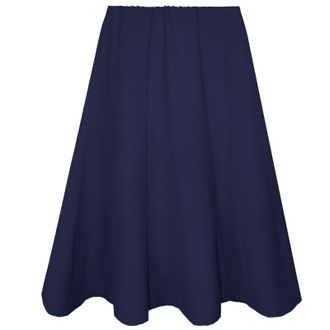 Generic Women Flared Knee Length Skater Skirt Ladies MIDI Elasticated Waist Office Work[Navy,20]