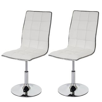 Hhg Hhg - Nunca Usado] Juego De 2 Sillas De Comedor 834, Silla De Cocina, Regulable En Altura, Giratoria, Cuero Sint&eacute;tico Con Certificaci&oacute;n Mvg, Blanco