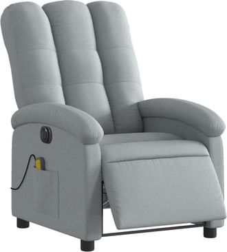 vidaXL Sill&oacute;n Reclinable De Masaje El&eacute;ctrico Tela Gris Claro Vidaxl