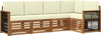 vidaXL Conjunto De Sof&aacute;s De Exterior 4 Uds. Natural Y Crema Vidaxl