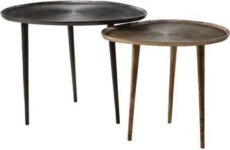 Maisons du monde Set de 2 mesas auxiliares de aluminio negro y bronce