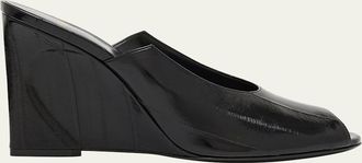 Fendi Eel Leather Peep-Toe Mules