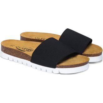 Plakton Solid Slide Sandal in Black White Elastic at Nordstrom Rack, Size 10Us / 41Eu