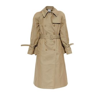 VETEMENTS Jassen, Dames, Beige, M, Katoen, Jas met ingezette schoudervullingen