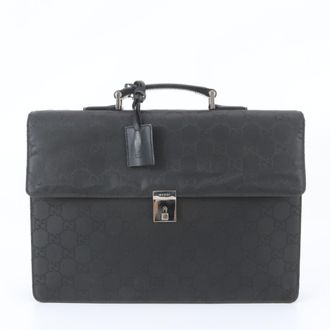 Gucci Black Leather Nylon Briefcase (Pre-Owned)