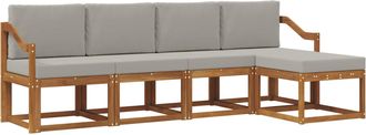 vidaXL Conjunto De Sof&aacute;s De Exterior 5 Uds. Gris Natural Y Claro Vidaxl