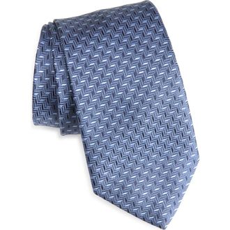Canali Geometric Silk Tie in Navy at Nordstrom