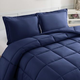 Elegant Comfort 3-Piece Box Stitch Comforter Set with Shams, Duvet Insert