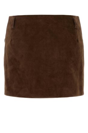 Marni Womens Brown Suede Mini Skirt Sudan Gonne
