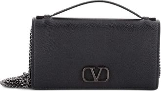 Valentino Garavani VLogo Signature Wallet on Chain leren crossbodytas - Zwart