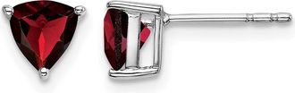 Diamond2Deal 14k White Gold Trillion Garnet Earrings