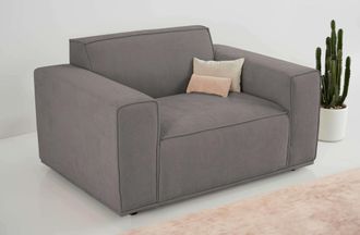 HOME AFFAIRE Loveseat »Avelin, 1.5 Sitzer, 140 cm, Chenille, Struktur-Boucle« mit Wellenunterfederung, Kedernaht, bodentief, Skandi-Design
