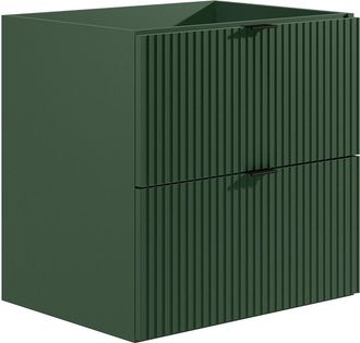 Vente-Unique Mueble de lavabo suspendido estriado - Verde mate - 60 cm - ZEVINI