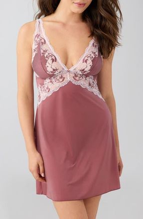 Wacoal Modern Affair Lace Trim Chemise in Rose Brown/Cradle Pink at Nordstrom, Size X-Large