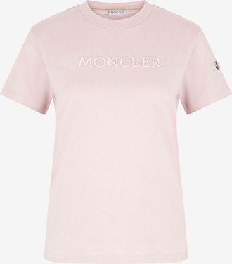 Moncler Kurzarm-T-Shirt mit satinierter Logostickerei