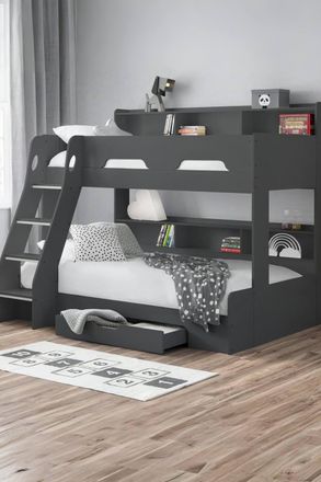 Julian Bowen Orion Triple Sleeper Bunk Bed in Dark Grey | Size: Single