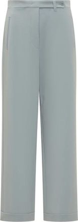 Emporio Armani Straight Trousers, female, Blue, Size: L Long Palazzo Pants