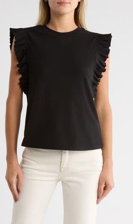 Melrose and Market Ruffle Cap Sleeve Top in Black at Nordstrom Rack, Size Xx-Small