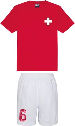 Generic Personalised Switzerland Style Kit Red Football Shirt, Arctic White Shorts, for Girls and Boys Best Birthday Gift for Children Kids Playwear (12-13 Ye