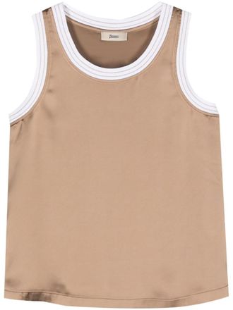 Herno sleeveless satin-finish top - women - Polyester - 40 - Brown