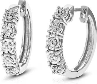 Vir Jewels 1/10 cttw Lab Grown Diamond Hoop Earrings in Sterling Silver With Hidden Post For Women