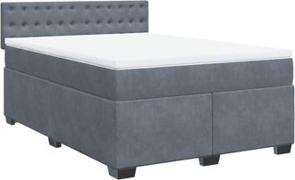 vidaXL Cama Box Spring Con Colch&oacute;n Terciopelo Gris Oscuro 140x190 Cm Vidaxl