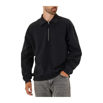 Woodbird Tops, Heren, Blauw, XL, Blauwe Zip Polo Sweater voor Heren