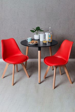 Regalos Miguel Regalos Miguel - Black Friday - Conjunto Mesa Tower Redonda 80 Cm Negra Y Pack 2 Sillas Synk Basic - Rojo