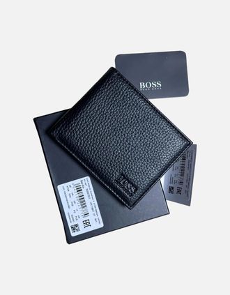 HUGO BOSS Mens Hugo Boss Mens Wallet Bardio Grained Leather Bifold Credit Card Holder Gift Box - Black