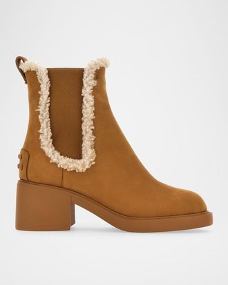Tod's Gomma Shearling-Lined Suede Chelsea Boots