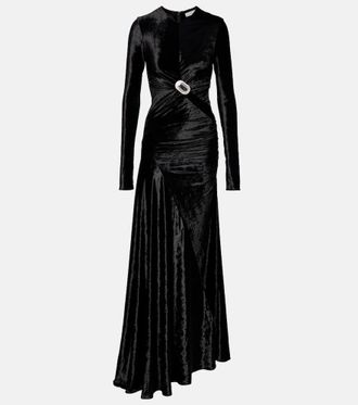 Paco Rabanne Asymmetrical draped velvet gown