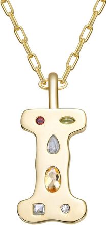 Genevive 14K Plated Cz Alphabetical Necklace